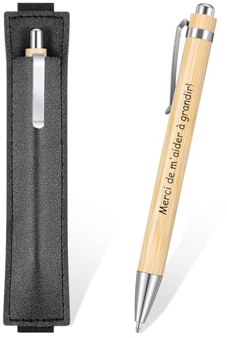 Clabby Kugelschreiber als Geschenk Einziehbare Kugelschreiber mit Federtasche Stift als Abschiedsgeschenk Dankesgeschenk für Lehrer Personal Kollegen(Holzfarbe,Holz)