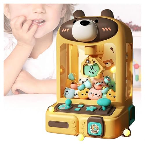TYBEITAO Machine Pince Bonbon avec Lumières Et Musique,30 Peluches Et 10 Gashapons ， Candy Grabber Cadeau d'anniversaire pour Enfant,Bear