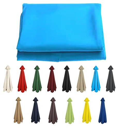 Toldo de repuesto para sombrilla de jardín de 6/8 varillas para patio al aire libre, protección UV 50+, poliéster impermeable (color: azul lago, tamaño: 6 varillas, 2,7 m)