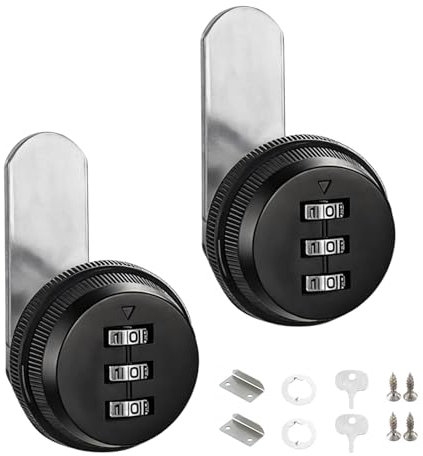 Jortmrd 2 Pezzi Password Serratura per Armadietto, Serratura Cassetta Postale con Codice Password a 3 Cifre, Serratura Combinazione Armadietto, per Cassetta del Cassetto del Cabinetto (Nero)