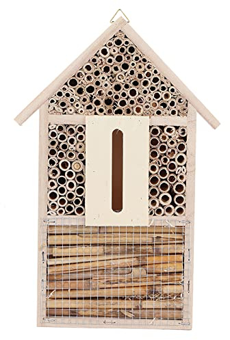 Insetto in legno Casa di api da giardino nidificazione a scatola esterna decorazione a candela naturale materiale per artigianato ecologico per insetti benefici 30x20x4cm