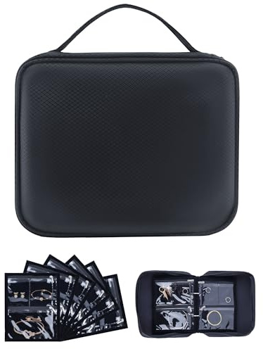 Remedare Reise-Schmuckbox Organizer mit Reißverschluss & Samtbeutel Schmucketui für Ohrringe, Ringe, Halsketten & Armbänder Tragbares Schmuckset Damen Hochwertige Schmuckaufbewahrung