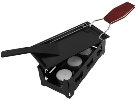 KOMBIUDA Folding Baking Tray Raclette Pan and Portable Raclette Grill for Camping Cheese for Indoor Griddle Includes Soft Cheese Warmer and Candle