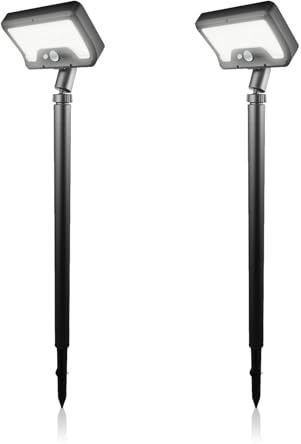 Jefedana Solarlampen für Außen Garten: IP65 Wasserdicht Solarleuchten Garten mit Bewegungsmelder USB & Solar - 6500K Kaltlicht Hof Eingangstür Gehweg (2 Stück)