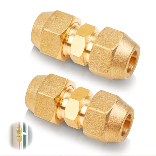 Iruihoo 5/8 pollici condizionatori d'aria tubo di rame, 2 pezzi doppio nipplo per tubi in rame, nessuna saldatura richiesta, set di dadi per tubo, accessori per condizionatori d'aria