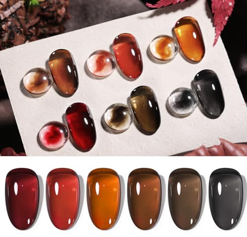 Born Pretty UV Nagellack Jelly Braun Rot Schwarz Gel Nagellack | Autumn Ember UV Lack Maniküre und Nagelkunst DIY zu Hause