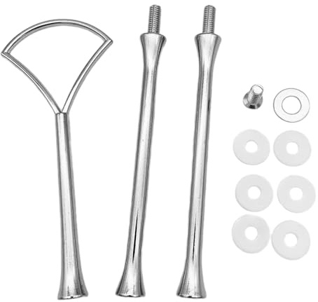 3-Tier Silver Cake Stand Kit - Decorative Tray Holder with Removable Rod & Handles for Wedding Cupcake Displays