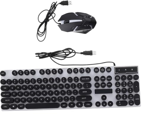 Ensemble Clavier et Souris Filaire Noir 104 Touches Abs | Structure Suspendue, Trous D’évacuation D’eau Multiples, Molette Antidérapante 3d, Effet Mécanique