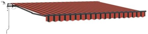 vidaXL Tissu de auvent avec Orange et Marron 400 × 350 cm Polyester, Auvent de Jardin, Solution d'ombre rectangulaire, Couverture rétractable pour Patio, Balcon et terrasse
