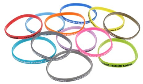 HONITANO Braccialetto Per Studenti in Silicone Tabelline, Set Da 12 Pezzi Decorativi Da Polso, Accessorio Didattico Per Scuola Primaria e Compleanni