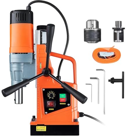 Magnetic Drill Press with Variable Speed for Metalworking, 1550W Power, 2 Boring Diameter, 13000N Force, 500 RPM, Portable Electric Machine