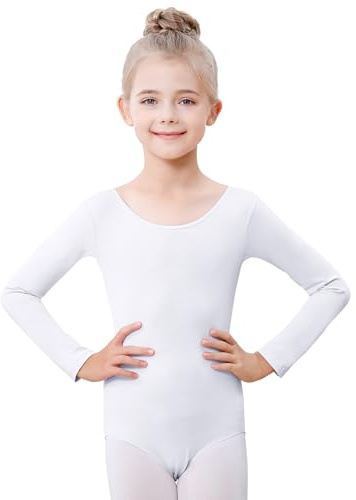 Kefiyis Ballettkleidung Mädchen Ballett Trikot Langarm Ballettanzug Baumwolle Ballett body Tanzbody Turnanzug Gymnastikanzug für Kinder Damen Größe 110-170