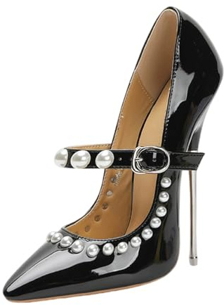 High Heels für Damen & Herren | Ultrahohe 16CM Stiletto-Pumps für Kostümpartys, Clubbing, Crossdressing, Pole Dance,Schwarz,36 EU