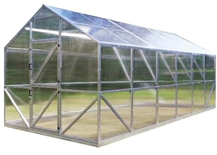 Serra Oasi con copertura in policarbonato alveolare da 4mm a casetta per coltivazione orto piante giardino (Acciaio, 3x4m - 4mm)