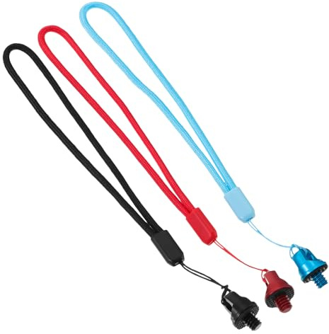 COHEALI Lot de 3 Dragonnes pour Perche à Selfie et Caméra de Sport Cordon Nylon Solide Couleurs Noir Bleu Rouge Sangle Poignet Réglable Compatible Accessoires Électroniques Usage