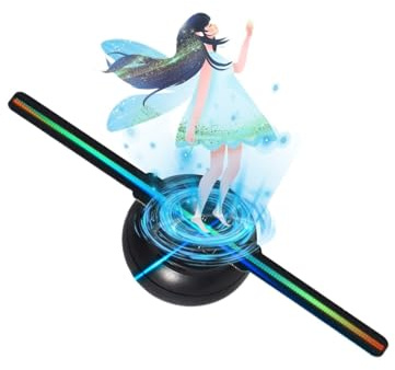 Ventilador de Holograma, Ventilador Holográfico 3D De 5,5 Pulgadas/14 Cm, Proyector Holográfico con 128 Cuentas LED 0603, Pantalla HD Sin Parpadeo, Control por TF Y Aplicación For Navidad Y Halloween