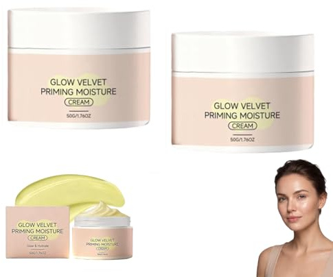 Glow Velvet Priming Cream, Hydrating & Pore-Blurring Makeup Primer, Smooth Radiant Skin, Long-Lasting Makeup Grip, Korean Skincare, 50g (2pcs)