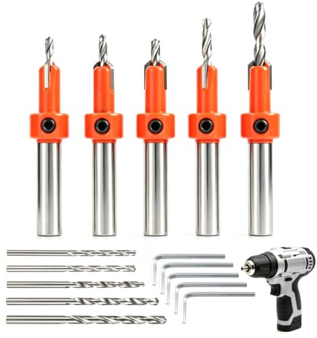 15 Piezas Juego de Broca Fresa, Brocas con Fresas Ae Juego de Brocas Hss Brocas para Madera, Brocas Centrales para Madera 2,8 Para 4,0 mm, para Tornillos de cabeza avellanada y bordes nets
