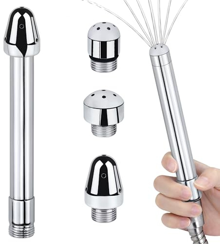 Aluminium 3 Shower Heads Water Nozzle Anal Douche Vaginal Cleaning Kit + Velvet Carry Bag