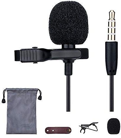 JJC 3,5 mm Stereo Lavalier Ansteckmikrofon Kondensator Clip-on Mikrofon für Smartphone Handy Android Pad Tablet Voice Recorder Aufnahme omnidirektionale Mikrofone