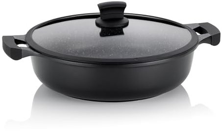 kela Padella da portata 32 cm STELLA NOVA, padella con coperchio con sistema di controllo dell'olio, casseruola a induzione 5 L, rivestimento in alluminio pressofuso, padella per paella con bordo alto