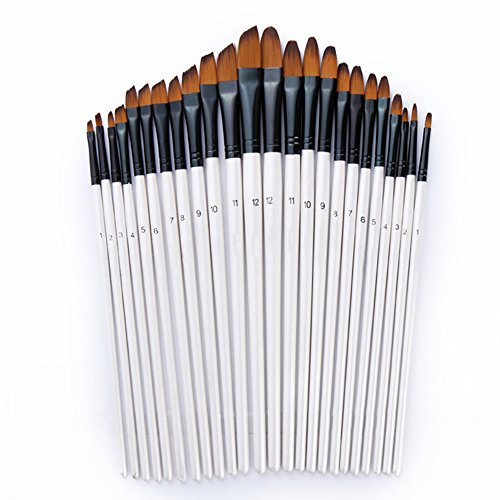 WanBeauty 12Pcs Pinsel Set Aquarell Ölgemälde Stift Holzgriff Künstler Malpinsel Set Acryl Bastelwerkzeug Körper Gesicht Malerei Kits Geschenk Für Künstler, Erwachsene Kinder 1#