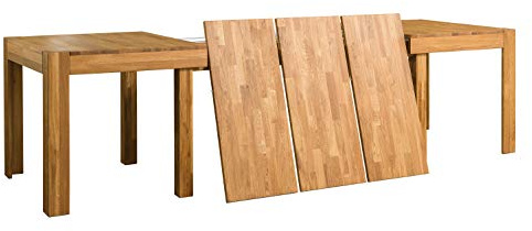 Nordic Story Esstisch XL (ausziehbar) • Echtholz Küchentisch extra lang • Ideal als Konferenztisch oder für große Familien • Massivholz (Eiche) • Eiche Natur • Holztisch (160-280 x 90 x 75 cm)