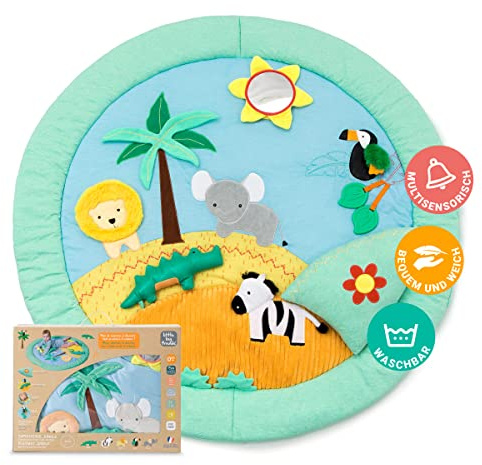 Little Big Friends Aktivitätsspielmatte | Gehirnfördernde multisensorische Aktivitätsmatte | Dschungel
