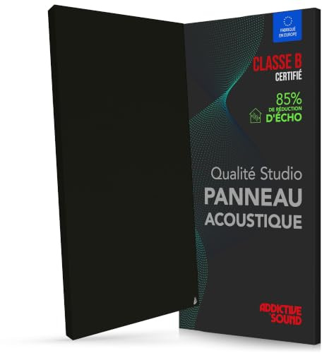 Addictive Sound Panneau Acoustique Mural Premium 100x50x6 cm, Noir | Classe B · laine Isover · kit mur/plafond inclus