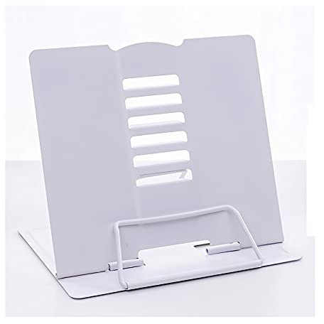 Leseständer Buchhalter für Schreibtisch Verstellbare Stand Hände Freies Metall Faltbares Kochbuch Lehrbuch Rezept Tablet Lesebuchständer 8 x 7,5 Zoll Bücherregal (Color : White)