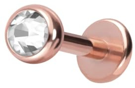 PIERCINGLINE Chirurgenstahl Labret Stecker KRISTALL Piercing Lippe Ohr Nase Farb & Größenauswahl