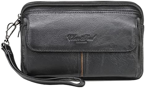 KPYWZER Leather Clutch Purse Wallet Men Wrist Bag