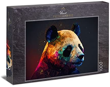 Ulmer Puzzleschmiede - Puzzle „Beyond Black & White“ - Der Panda als modernes Tier-Puzzle mit 1000 Teilen - künstlerisches Panda-Portrait, aus der Puzzle-Kollektion Farben & Fantasy, Made in Germany