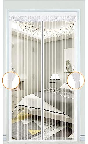 Hixingo Fly Screens for Doors, Door Fly Screen Curtain, Easy to Install Fly Curtains for Doors, Magnetic Door Fly Screen, Lets Fresh Air in Keeps Bugs Out (80x200cm,White)