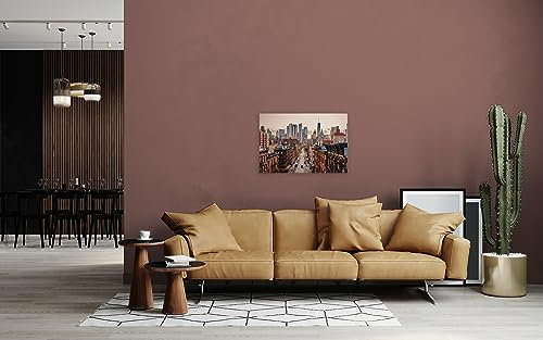 A.S. Création WTD - Stampa su tela con skyline di New York, 90 x 60 cm, formato orizzontale, moderna decorazione da parete per camera da letto, soggiorno, cucina, immagine su telaio