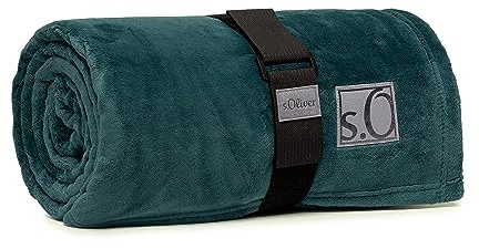 s.Oliver Kuschelsoft Decke 150x200 cm - flauschig, warm & waschbar, Kuscheldecke Petrol Uni