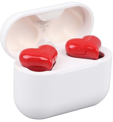 GOWENIC Auricolari Wireless, Cuffie Wireless Bluetooth con Audio Stereo con Cancellazione del Rumore, Design a Forma di Cuore e 3 Paia di Auricolari, per Telefono Portatile