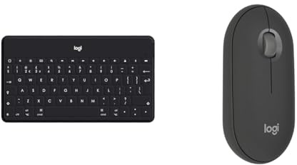 Logitech Keys-To-Go Wireless Bluetooth Keyboard & Pebble Mouse 2 M350s Slim Bluetooth Wireless Mouse
