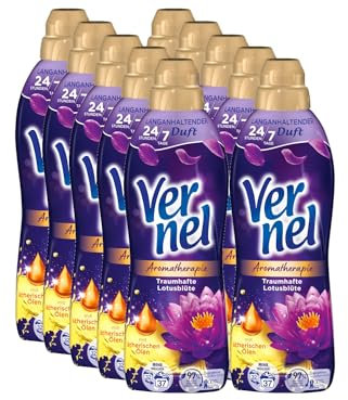 VERNEL Aromatherapie Traumhafte Lotusblüte Weichspüler 10x 37 WL (370 Waschladungen), langanhaltender Wäscheduft mit ätherischen Ölen für 24/7 Frische, recycelbare Flasche