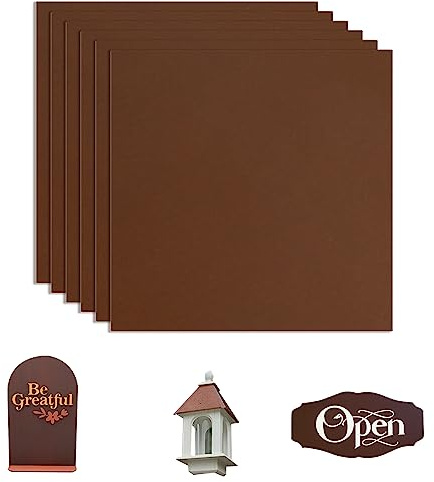sculpfunDIY 6 Stück Braun MDF Blätter, 30cm*30cm Unbehandeltes Holz 3mm MDF Brett für Lasergravur CNC-Schneiden
