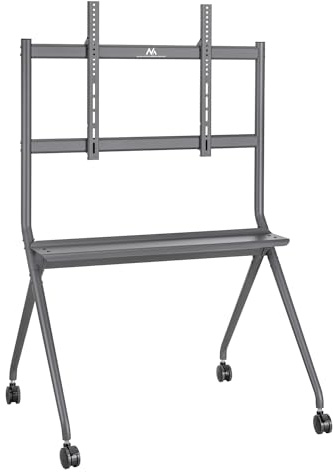 Maclean MC-977 Mobiler TV-Bodenständer mit Ablagefläche für 50-86 OLED/QLED/LCD/LED/Plasma Fernseher bis 120kg max VESA 800x600mm