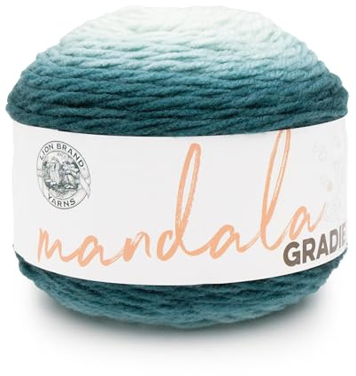 Lion Brand Yarn Mandala Gradient, hilo multicolor para tejer, ganchillo y manualidades, verde azulado oscuro, 1 paquete