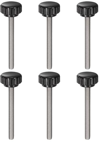 QUARKZMAN 6 Stück Rändelschraube mit Gewinde M6 x 60mm x 22mm Rundkopfschraube Edelstahl 304 Rundgriffbolzen Klemmknöpfe 22mm Handknöpfe Daumenschrauben Spannschraube für Industrie Maschine