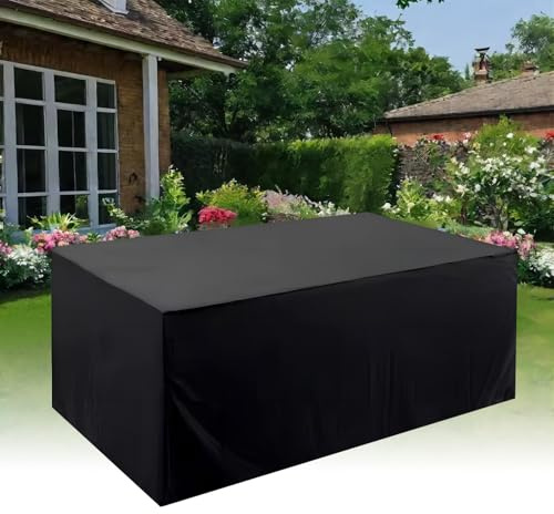 HYFBH Funda Protectora para Muebles de jardín, 120x90x25cm/LxWxH Fundas Mesa Jardin Exterior Impermeable, Anti UV Cubierta Protectora a Prueba de Viento para Muebles de Jardín Rectangular