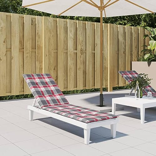 Xichuzi Cojín para Tumbona Estampado a Cuadros Rojos (75+105) x50x3 cm, Cojin Tumbona Exterior, Colchonetas para Tumbonas, Colchoneta Hamaca, Cojín De Silla De Hamaca, Colchón para Tumbona