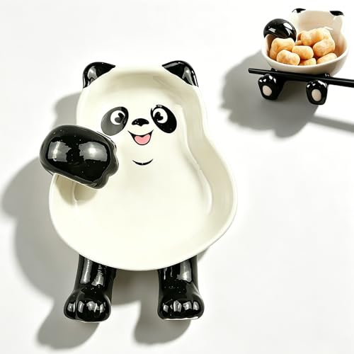 Vastsea Support à cuillère Panda, Repose cuillère céramique, Porte Couvercle Cuisine, Pour Cuillère, fourchette, baguettes, couvercle de casserole. (13.2×9×4.3cm)