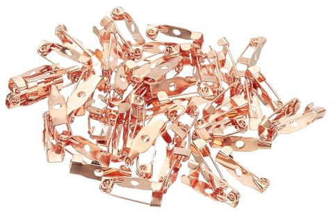 PATIKIL 50Stk Anstecknadeln 15mm Sicherheitsnadeln Broschennadeln Roségold | Pins Namensschild Bulk Flache Rückenstreifen Klein für Kleidung DIY Basteln
