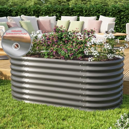 Vitavia Hochbeet Vita 630 Basic, Granit | Wetterfest aus Zincalume® | Ergonomisch & Rückenschonend | Schutz vor Schnecken & Unkraut | Perfekt für Gemüse & Blumen