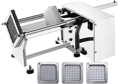 VNATWGOO Machine à Frites éLectrique Professionnelle, Coupe-Pommes De Terre Automatique, avec Trois Lames, pour LéGumes, Carottes, Concombres