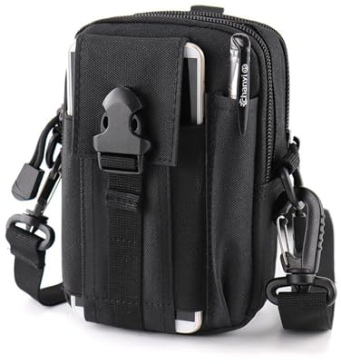 LIUYIDM Sacoche Tactique Ceinture Homme, Noir Pochette Ceinture Tactique, Téléphone Poche Molle, Pochette EDC, Sacoche Multifonctionnel pour Sport, Randonnée, Camping, Voyage